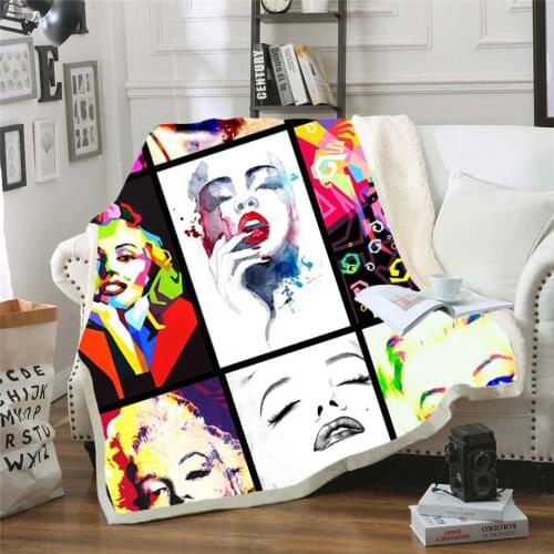 Marilyn Monroe 3d printed fleece blanket for Beds Hiking Picnic Thick Quilt Fashionable Bedspread Sherpa Throw Blanket style-4