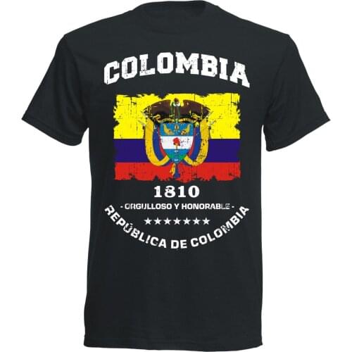 Printed T-Shirts Men Fashion 2019 Casual Solid Color High Quality Sale T-Shirt Kolumbien Colombia Footballer Fashion Classicco