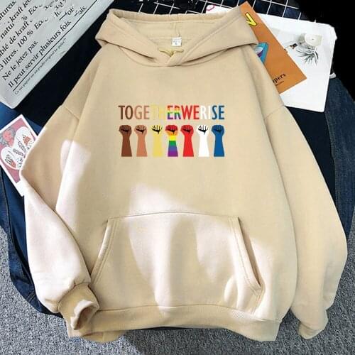 Harajuku Rainbow Pride Lgbt Gay Lesbian Hoodie Together we rise Print Streetwear Men/women Sweatshirt Tops Unisex Pullover Hoody