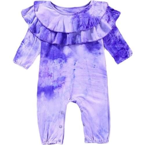 Fashion Baby Girls Rompers Long-Sleeved Dark Buckle Jumpsuit Kids Cotton Ruffled Climb Clothes