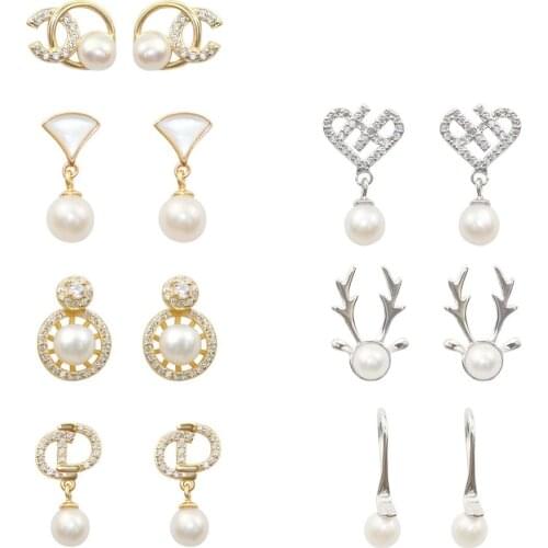 MADALENA SARARA AAA 3-6mm Natural White Freshwater Pearl S925 Sterling Silver Stud Earring Simple Pop Earrings Customized