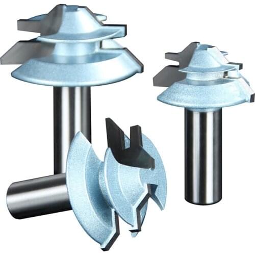 Small Lock Miter Router Bit Anti-kickback 45 degree 1/2*1-1/2 1/2 Shank Tenon Cutter for Woodworking Tools - tideway 9292