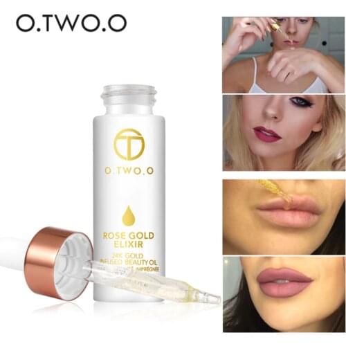 O.TWO.O 24K Rose Gold Oil Infuenced Elixir Skin Primer Lips Face Base Make Up Vitamin Moisturizer Face Care Fundation Oil Beauty