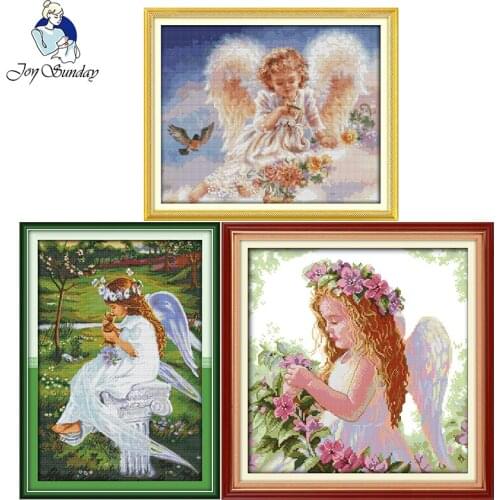 Angel series pattern cross stitch printed canvas DMC 11CT 14CT fabric counted Angel Cross stitch kits character embroidery sets