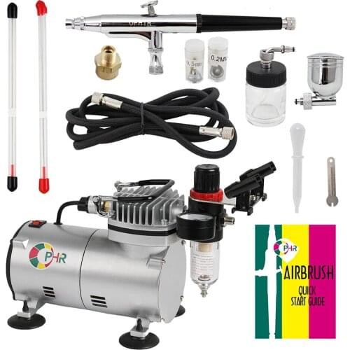 OPHIR 3 Tips 7cc & 22cc Dual Action Airbrush Kit & 110V,220V Air Compressor Set for Body Paint Art Temporary Tattoo _AC089+074
