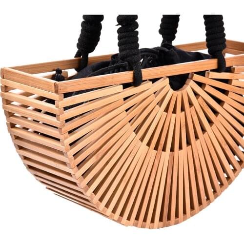 New High-grade Color Bamboo Bag Personality Beach Bag Portable Green Handmade Bag Rattan Handbag Outdoor Clutch Bag