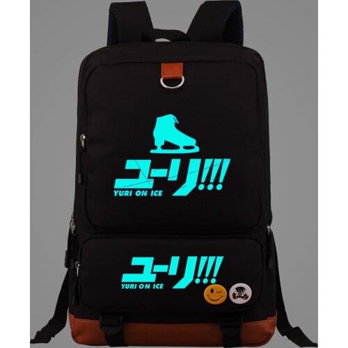 New Luminous Yuri On Ice Boys Girls Kids School Book Bags Women Bagpack Teenagers Student Canvas Men Laptop Travel Backpack