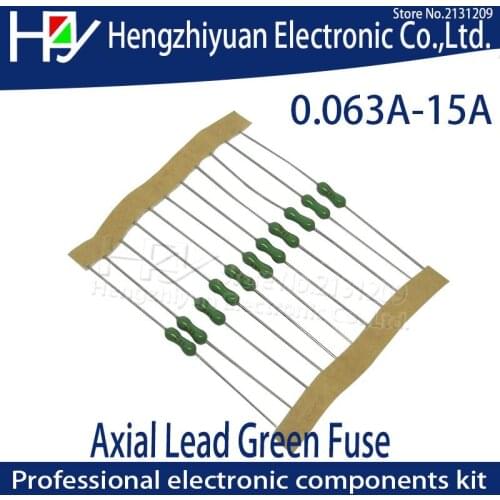 Axial Lead Green Fuse 125/250V 1/16A 62mA 1/8A 125mA 1/4A 250mA 1A 2A 3A 3.15A 4A 5A 7A 8A 10A 15A Fast Blow Resistance Fuse