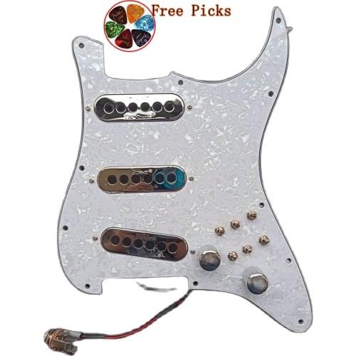 Burns London Tri-Sonics Brian May Strat Loaded Pickguard Chrome White Pearl 1 set Welding Harness