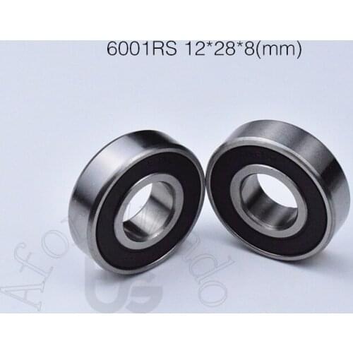 6001RS 12*28*8(mm) 10PieceS bearing ABEC-5 rubber sealing type 6001 6001RS chrome steel deep groove bearing