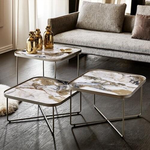 Light luxury modern sofa corner table designer square minimalist marble small coffee table square table