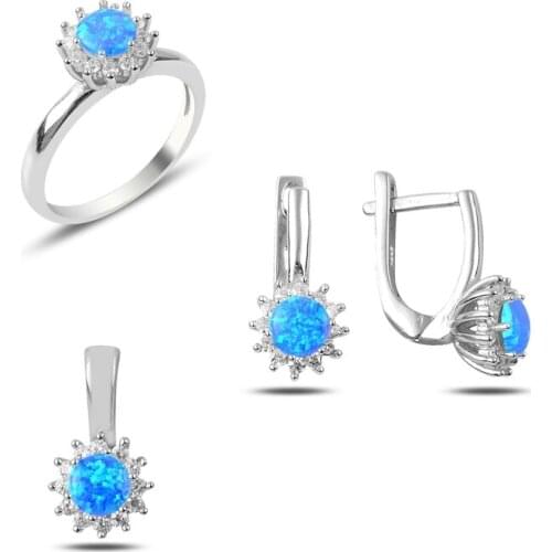 Silverlina Silver Opal & Zircon Cubic Zirconia Set
