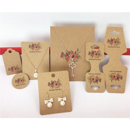 Vintage Style 30Pcs/Lot Choker Earrings Pendants Hairpin Paper Card Imprinting Flowers Hand Made Loves For Display Jewelry Charm