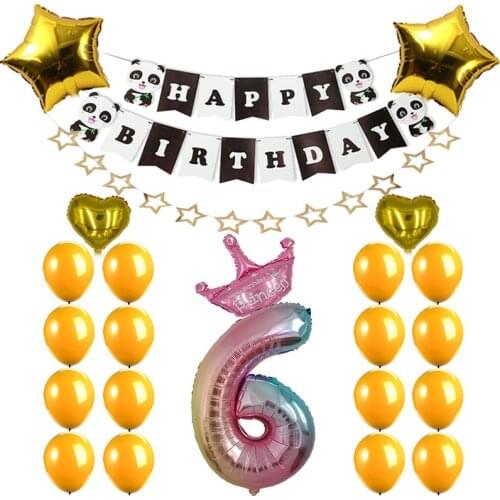 Happy Birthday Banner Balloons Helium Number Foil Balloon for Baby Boy Kids 1-9 Birthday Party Decorations