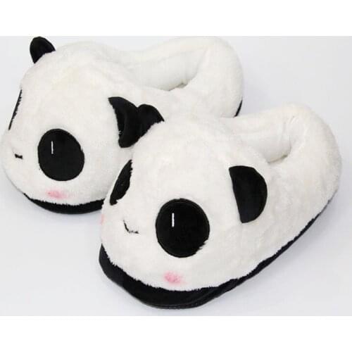 Anime Cartoon Panda Bear Slippers Warm Winter Slides Soft Plush Doll Indoor Cute Animal Bedroom Shoes For Man Woman Home Use
