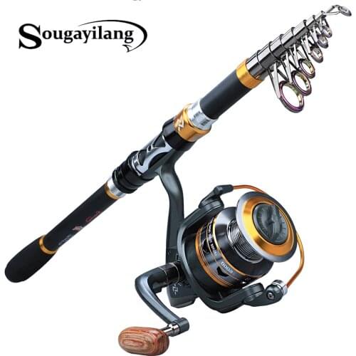 Sougayilang Fishing Rod and Reel Combos Portable Telescopic Fishing Pole Spinning Reels for Saltwater Freshwater Fishing Pesca