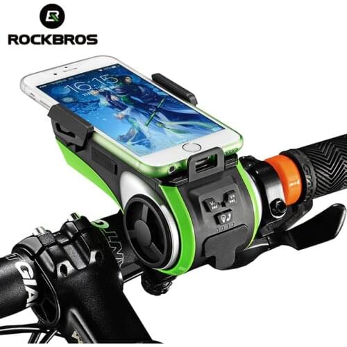 ROCKBROS 5 in 1 Bicycle Computer Phone Holder Bell Light 4400mAh Power Bank Waterproof Bike Bluetooth Audio MP3 Player Speaker