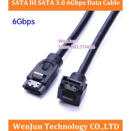 Super Speed 50CM black Straight 90 Right Angle SATA 3.0 Cable 6GB SATA III Cable Round Data Cord for HDD SSD
