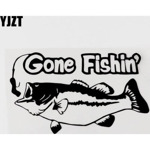 YJZT 15.5CMX9.2CM Original Gone Fish Graphic Vinyl Animal Car Sticker Black/Silver 8C-0066