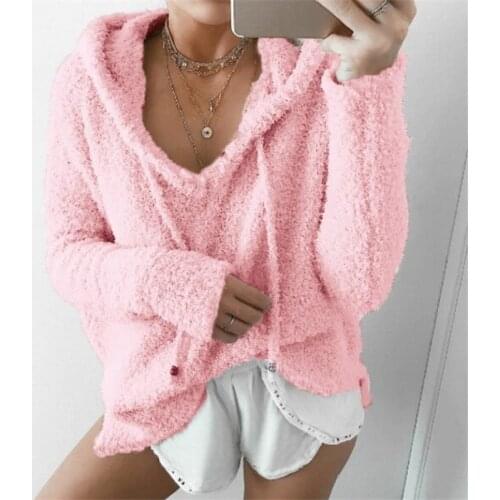 S-5XL Women Hoodies Sweatshirts Winter Warm Hooded Tops Loose Soft Cute Coat Harajuku Ladies Basic Kawaii Pullover Sweatshirts