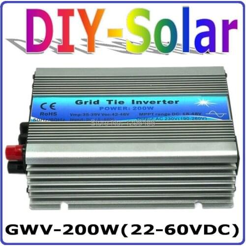 200W Grid Tie Inverter for 30V 60Cells and 36V 72Cells Solar Panel, MPPT function, Pure Sine wave Micro On Grid Tie Inverter
