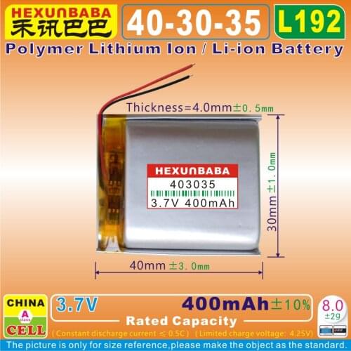 4pcs [L903] 3.7V,450mAH,[403035] PLIB;polymer lithium ion / Li-ion battery for smart watch,BLUE TOOTH,mp3,mp4,speaker,toy,GPS