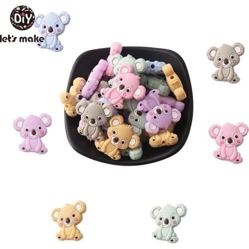 Lets make 5pcs Silicone Teething Food Grade Mini Koala Beads Chewable Beads Diy Charms Infant Toys BPA Free Baby Teether