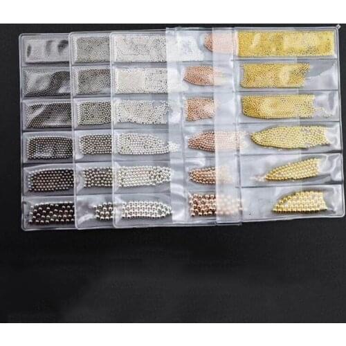 6 Sizes/Pack Nail Art Studs Steel Beads Stainless Mini Ball Mixed Nail Caviar Zircon Caviar Beads 3D Metal Nail Crystal Charms