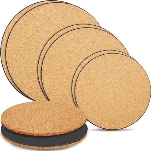 6 Pieces of Cork Plant Mat, Plastic Plant Mat, Round Board Mat for Garden and Courtyard (6/8/10 Inch, Black, Cork Color)