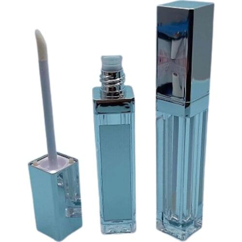 7ML Shiny Silver LED Lip Gloss Tube Empty Lipgloss Container with Light n Mirror Square Shiny Gold Lid Refillable Bottle 20pcs