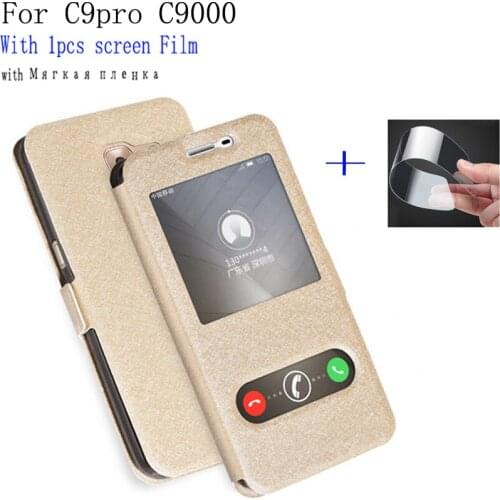 View Window stand Flip Case For Samsung Galaxy C9pro case shell cover PU leather C9 pro case back cover C 9 pro C9000 skin cover