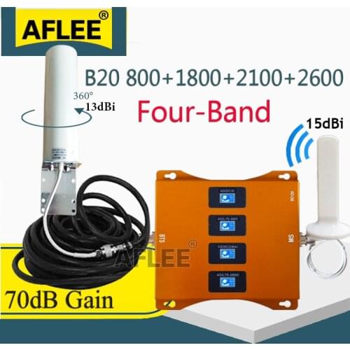 LTE B20 800 1800 2100 2600 Mhz Four-Band 4G Signal Booster 4G Cellphone Signal Repeater gsm 2g 3g 4g Cellular Amplifier LTE DCS