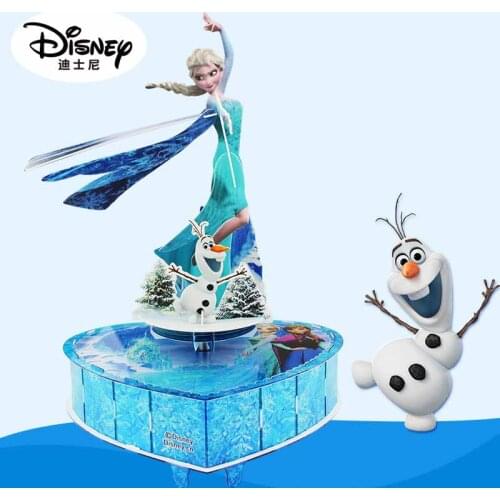 Disney Cartoon Gift Frozen Rotating Eight-tone Box DIY Music Box 3D Box Gift Home Decoration Accessories Clockwork Type