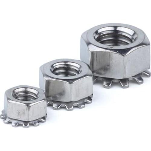 K Type Lock Nut M3 M4 M5 M6 M8 304 Stainless Steel K-type Gear Hex Keps Nuts External Toothed Polydentate Nut K Nuts