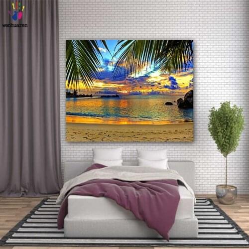 DIY colorings pictures by numbers with colors Seaside landscapel picture drawing painting by numbers framed
