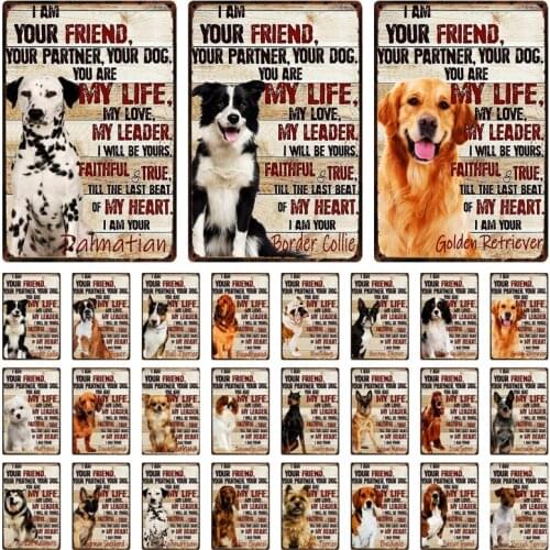 [ Kelly66 ] Dog My Life Is Border Collie Bulldog Dachshund Boxer Metal Sign Home Decor Bar Wall Art Painting 20*30 CM Size Dy168