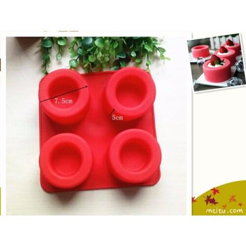 4 hole round Silicone ice cube tray ice cream mold