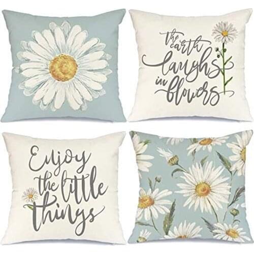 Summer Decorations Pillow Covers Daisy Quote Floral Pillows Decorative Throw Pillows Spring Summer Farmhouse Decor