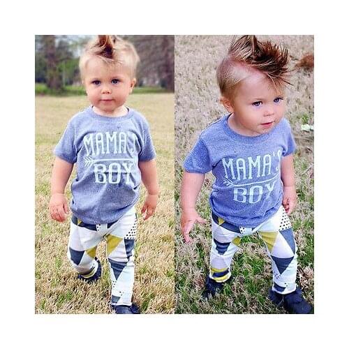 Summer Newborn Baby Boy Clothes mama s boy Short Sleeve T-shirt Tops+ Pants Leggings Outfits Clothes Baby Clothing Set 0-24 M