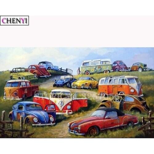 CHENYI DIY 5D Diamond Painting Car Bus Cartoon Full Square/Round Diamond Embroidery Crystal Rhinestones Cross Stitch Wall Decor