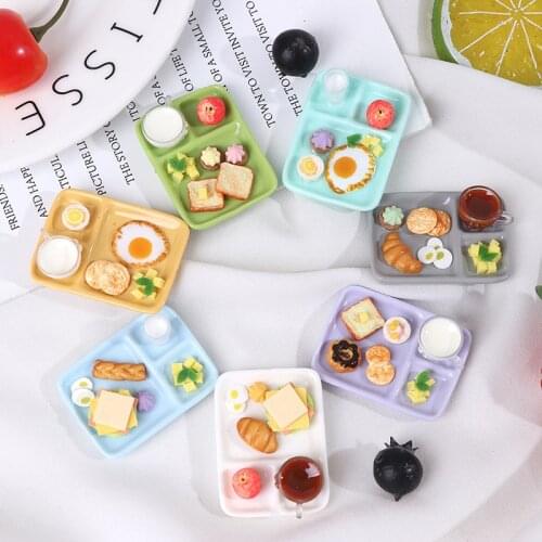 1Set 1/12 Mini Breakfast Egg Toast Coffee Cup Model Miniature Dollhouse Play Kitchen Restaurant Accessories Doll Food Toy