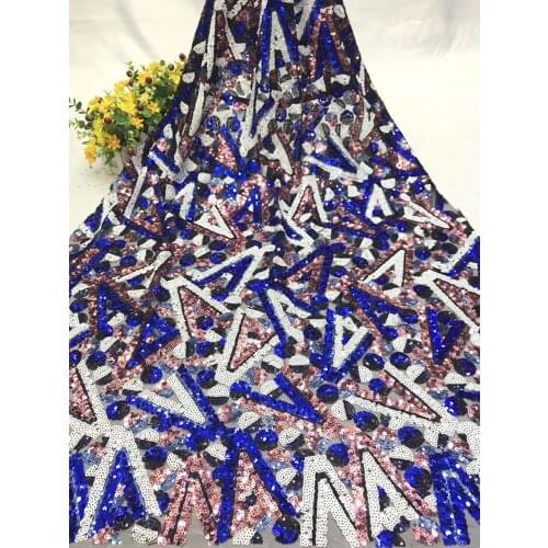 Multicolor regular geometric sequin embroidery high quality French mesh fabric fashion skirt design fabric