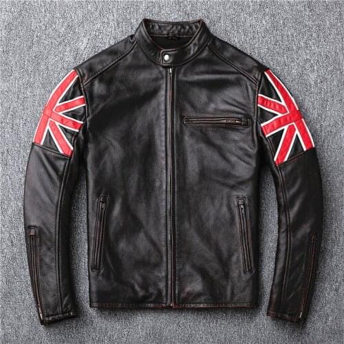 Mens Genuine Leather Jackets Vintage Leather Jackets Top Layer Cowhide Jackets Motorcycle Jackets