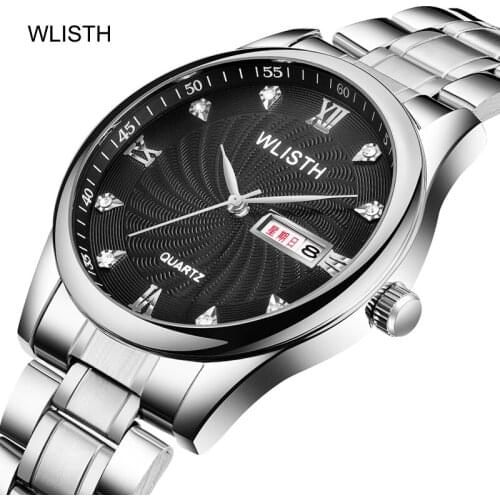 WLISTH brand mens watch quartz watch fashion waterproof steel band watch luminous simple watch custom calendar week