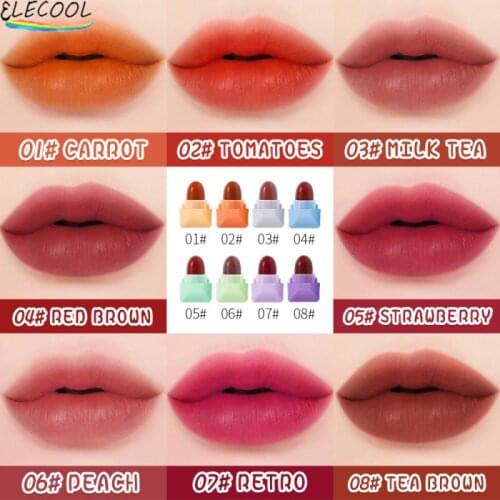 ELECOOL Lipstick Set 8pcs Mini Lipsticks Cosmetics Matte Waterproof Lip Tint Shining Lip Glaze Set Makeup Lips Gross Cute Kit