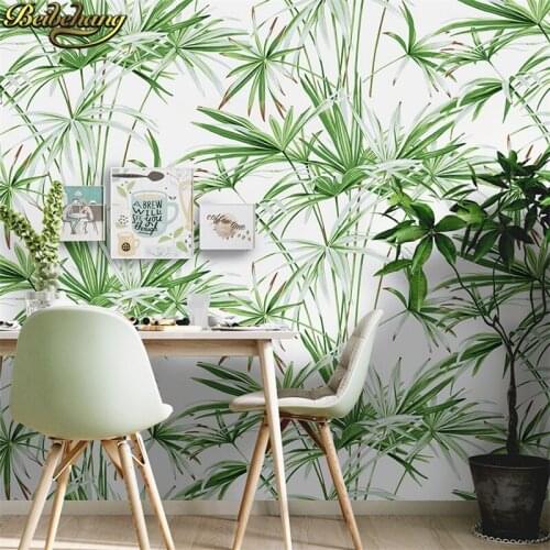 Beibehang Nordic Southeast Asia banana leaf wallpaper roll rainforest plant bedroom background wallpaper wall papers home decor