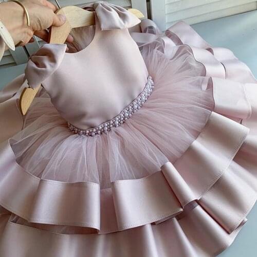 Baby Girls Mesh Cake Layers Dresses 1 2 Year Birthday Party Baptism Clothes Infant Newborn Wedding Formal Tutu Christening Gown