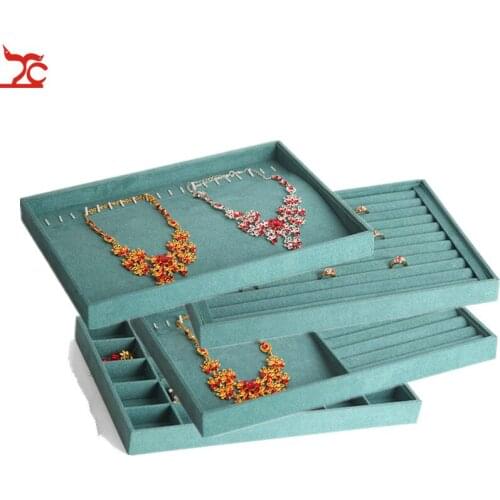 24/30 Grids Tray Necklace Stackable Display Cabinet Jewelry Stand Ring Stand Velvet Jewelry Display Tray Storage Box Tray Drawer