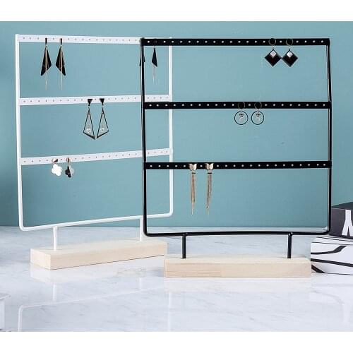 2021 Npendant Jewelry Display Stand For Necklace Bracelet Earring Ring 24/44/66 Holes With Wooden Tray Ear Studs Rack