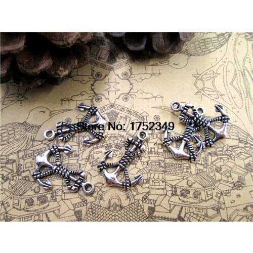 20pcs--anchor Charms, Antique Tibetan Silver Tone anchor charm pendant 30x18mm